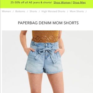 american eagle blue mom shorts